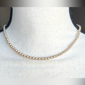 Vintage faux Pearl, beige 16” 4mm beads necklace